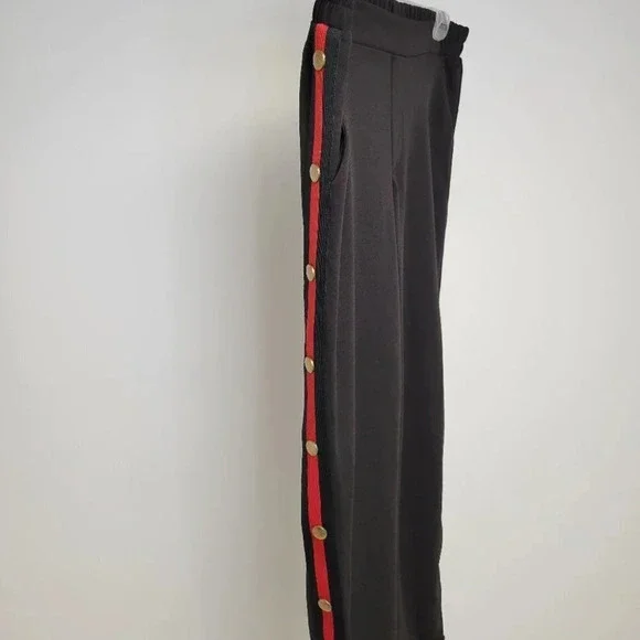 Button Side  Striped Pants - Picture 3 of 4